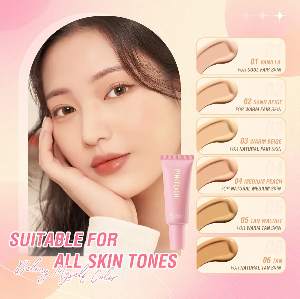 Picture of Pink Flash Long  Lasting Waterproof Matte Foundation -Vanilla- Shade-02