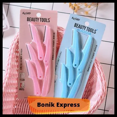Picture of Keli 4pcs (Blue & Pink) Eyebrow Razor Pack Foldable Eyebrow Facial Hair Removal, Shaper, and Trimmer.