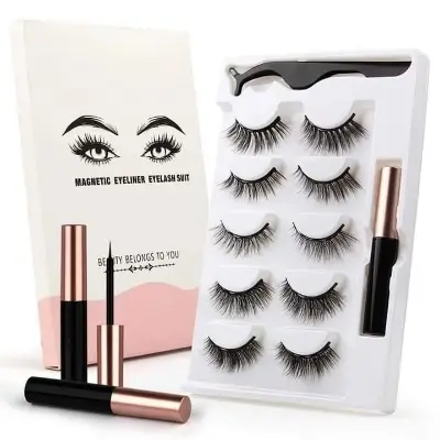 Picture of Magnetic eyelash suit 5 pair false eyelash with eyeliner