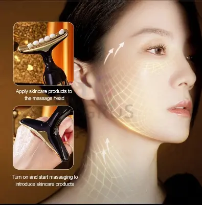 Picture of 3 In 1 Vibrating Beauty Massager for Face, Eye, Neck Massage Introducer Lifting EMS Skin Rejuvenation Anti Aging Skin Care Tool - Face Massager