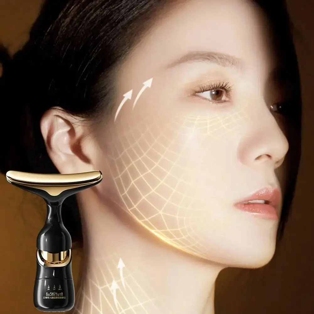 Picture of 3 In 1 Vibrating Beauty Massager for Face, Eye, Neck Massage Introducer Lifting EMS Skin Rejuvenation Anti Aging Skin Care Tool - Face Massager