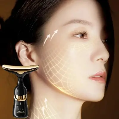 Picture of 3 In 1 Vibrating Beauty Massager for Face, Eye, Neck Massage Introducer Lifting EMS Skin Rejuvenation Anti Aging Skin Care Tool - Face Massager