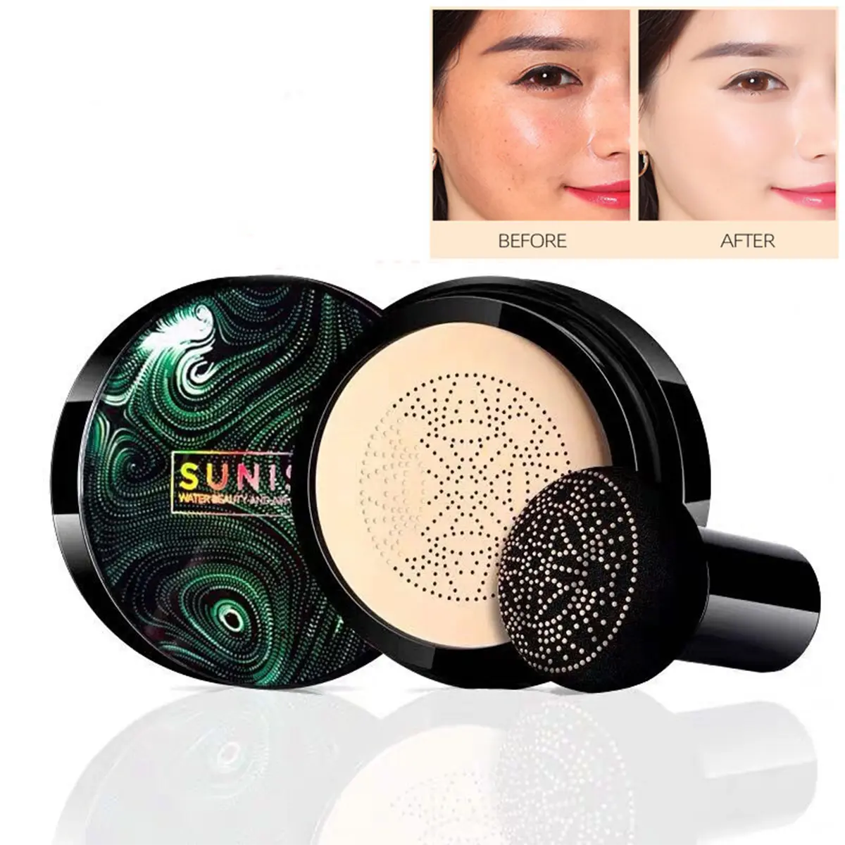 Picture of SUNISA Foundation Base Waterproof Mushroom Head Air Cushion BB CC Cream Moisturizing Liquid Foundation 20gm - Makeup Faundation
