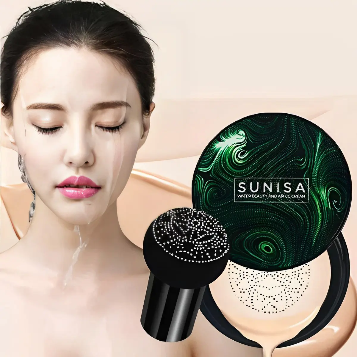 Picture of SUNISA Foundation Base Waterproof Mushroom Head Air Cushion BB CC Cream Moisturizing Liquid Foundation 20gm - Makeup Faundation