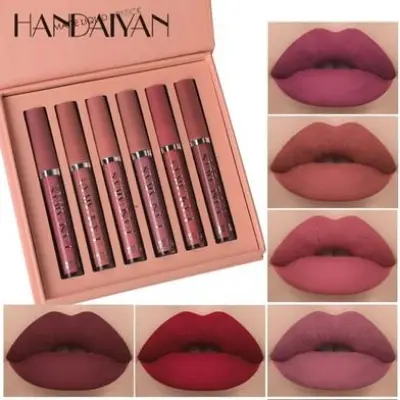 Picture of HANDAIYAN 6 Colors Set A / Set B  Matte Liquid Lipstick Long Lasting Velvet Lips Tint Liquid Lipsticks Waterproof Non-Stick Cup Lipgloss Gift Set A & B