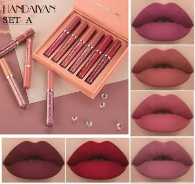 Picture of HANDAIYAN 6 Colors Set A / Set B  Matte Liquid Lipstick Long Lasting Velvet Lips Tint Liquid Lipsticks Waterproof Non-Stick Cup Lipgloss Gift Set A & B