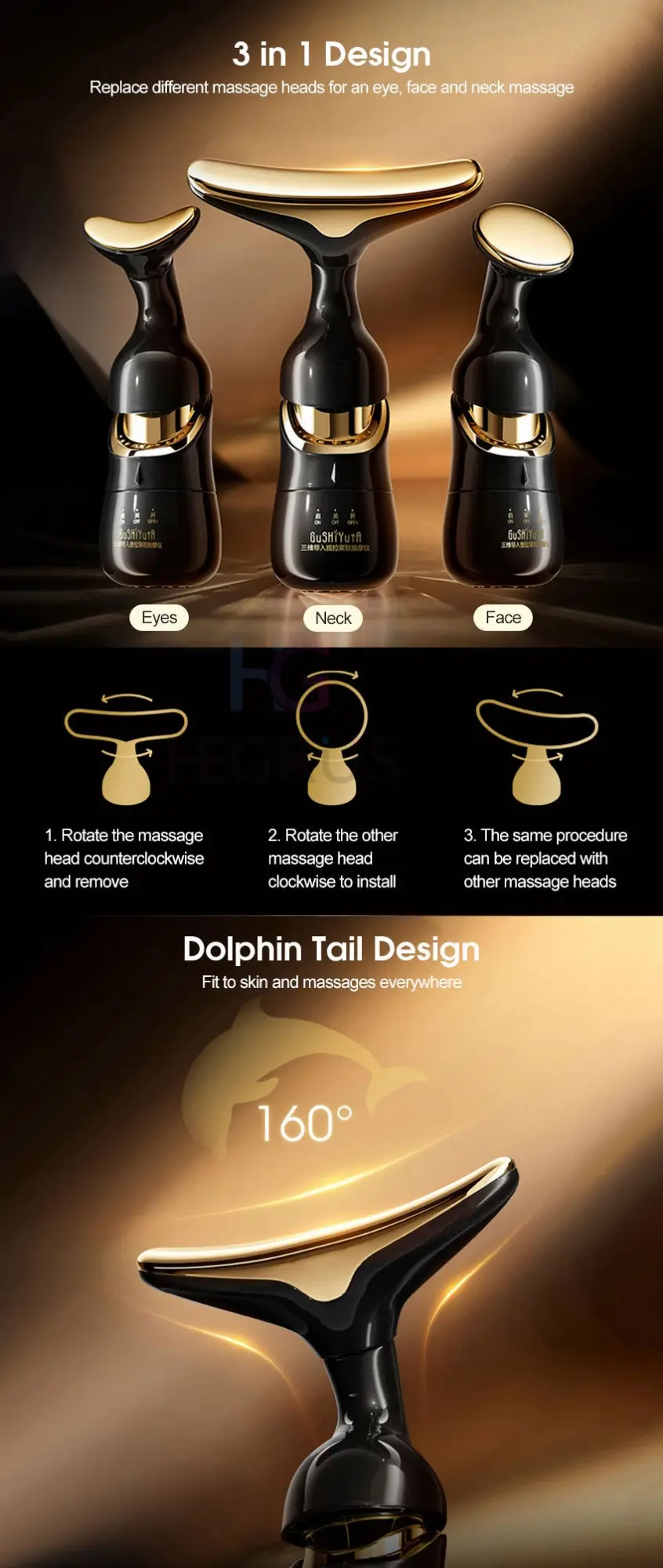 Picture of 3 IN 1 EMS Face Lifting Massager Neck Firming Eye Massage Skin Fine Lines Beauty Tools Skin Lifting Tightening Device Skin Care Tool