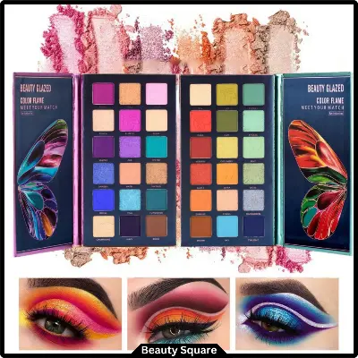 Picture of Beauty Glazed 18 Color Flame Eyeshadow Pearlescent Matte Glitter Eyeshadow Palette Long Lasting Make Up Eyeshadow Beauty Tray - B110 / B111