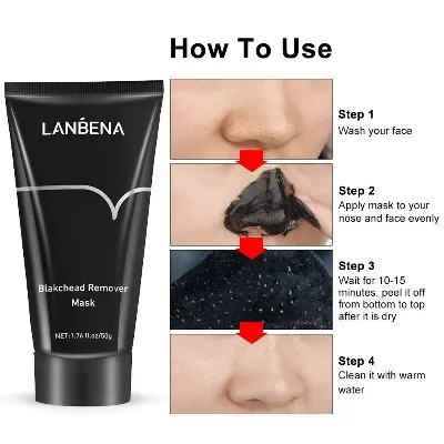 Picture of LANBENA Blackhead Remover Mask Peel Off Nose Black Mask Face Care Mud Acne Treatment Deep Cleansing 50gm