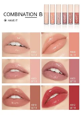 Picture of Handaiyan Light Gloss Lipstick 6 Shades Lip Gloss, Clear Lip Gloss, Liquid Lipstick  (Set B Gloss)