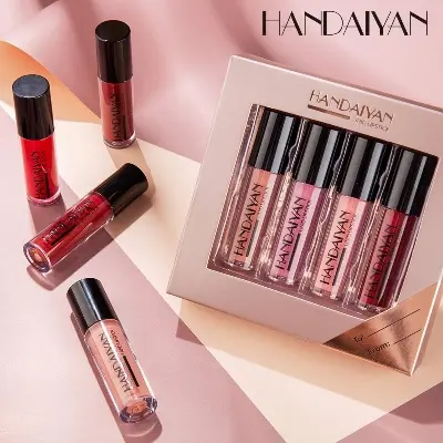 Picture of Handaiyan 4 Colours Glossy Liquid Lipstick Set - Long-Lasting Waterproof And Smudge Proof Lipgloss Liquid Lipsticks - Set 01