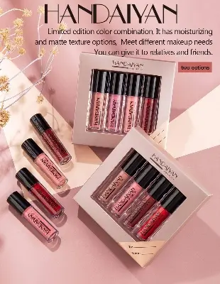 Picture of Handaiyan 4 Colours Glossy Liquid Lipstick Set - Long-Lasting Waterproof And Smudge Proof Lipgloss Liquid Lipsticks - Set 01
