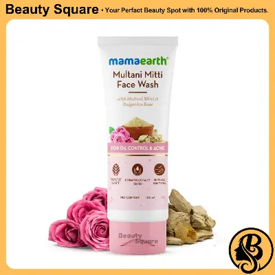 Picture of Mamaearth Multani Mitti Face Wash with Multani Mitti & Bulgarian Rose For Oil Control & Acne - 100 ml | Suits All Skin Types | Hydrating & Gentle | Paraben-Free | No Silicones | Sulphate-Free