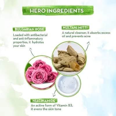 Picture of Mamaearth Multani Mitti Face Wash with Multani Mitti & Bulgarian Rose For Oil Control & Acne - 100 ml | Suits All Skin Types | Hydrating & Gentle | Paraben-Free | No Silicones | Sulphate-Free