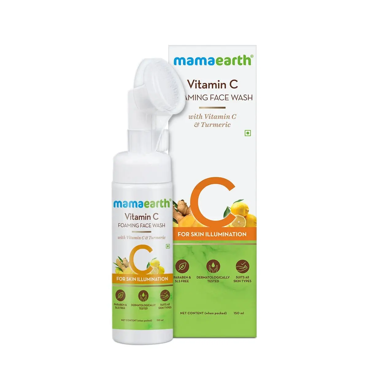 Picture of Mamaearth Vitamin C Face Wash with Foaming Silicone Cleanser Brush Powered by Vitamin C & Turmeric - 150ml
