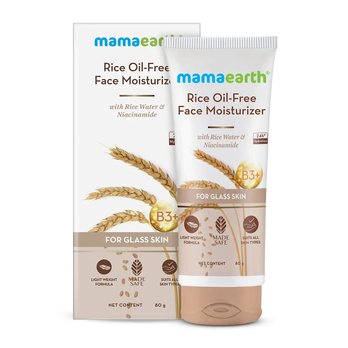 Picture of Mamaearth Rice Oil-Free Face Moisturizer for Oily Skin, With Rice Water & Niacinamide for Glass Skin - 80 g