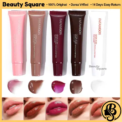 Picture of Fafamoon Long Lasting Lip Gloss, Fafamoon Peptide Lip Tint, 5 Colors Hydrating Lip Gloss Hydrating Moisturizing Lips, Lip Glaze Not Sticky & Dries Quickly Plumping Lip Oil
