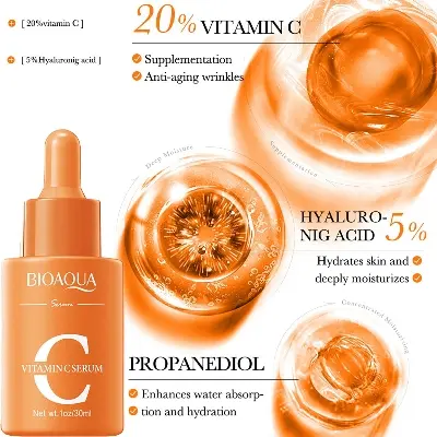 Picture of BIOAQUA Vitamin C Facial Serum Hyaluronic Acid Essence Anti-Aging Moisturizing Face Skin Care -30ml