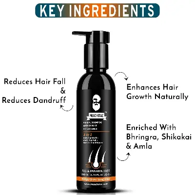 Picture of Muuchstac Herbal Shampoo with Inbuilt Conditioner, Anti dandruff & Anti Hairfall - 200ml