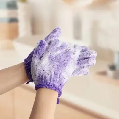 Picture of 2pcs/1pair Bath Gloves For Peeling Exfoliating Mitt Glove For Shower Scrub Gloves Resistance Massage Sponge Wash Skin Exfoliator