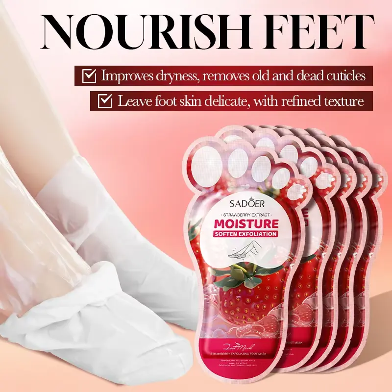 Picture of SADOER Strawberry Extract Peeling Foot Mask Moisturizing Exfoliating Foot Care Mask - 1Pcs