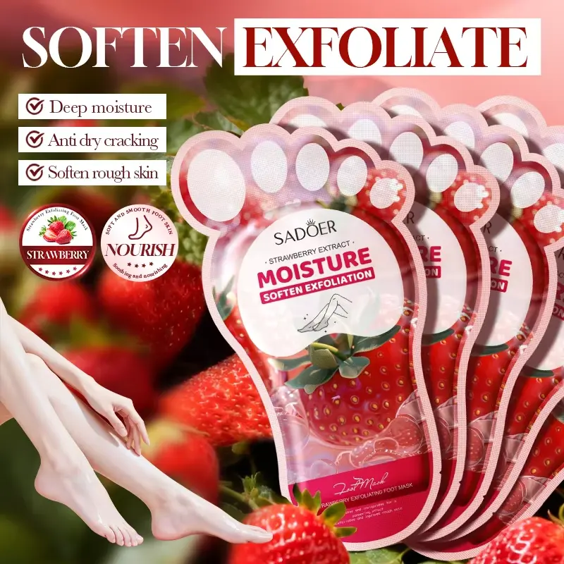 Picture of SADOER Strawberry Extract Peeling Foot Mask Moisturizing Exfoliating Foot Care Mask - 1Pcs