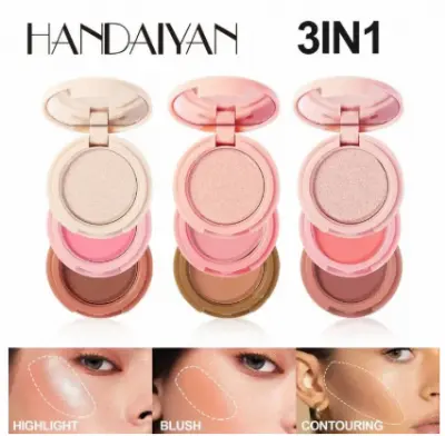 Picture of HANDAIYAN Multifunction 3 In 1 Matte Highlighter Contouring Blush Palette Pearly Shiny Eyeshadow Multifunctional Face Makeup Palette