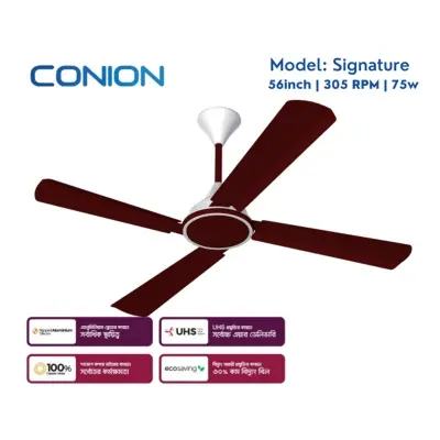 Picture of Conion Signature Ceiling Fan 56 inch, RPM: 305, Watt: 75, Color: Brilliant Maroon, 07 Years Guaranty Maroon