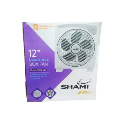 Picture of SHAMI Luxarious Box fan/ Desk fan, Size: 12", 3 speed, Moving and Timer option, Slim and Powerful White