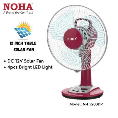 Picture of NOHA 12 inch Table Solar fan/ 12v DC fan/ Model: NH 5203DP Maroon