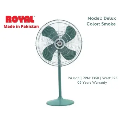 Picture of Royal 24 inch Pedestal/Stand Fan, Model: Delux, RPM: 1350, Watt: 125, Made in Pakistan