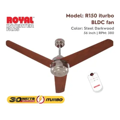 Picture of Royal iTurbo BLDC Ceiling Fan 56 Inch | Model: RL-150 | 30 Watt Energy Saving Fan | iTurbo Mode | Remote Control | 4KV Surge Guard