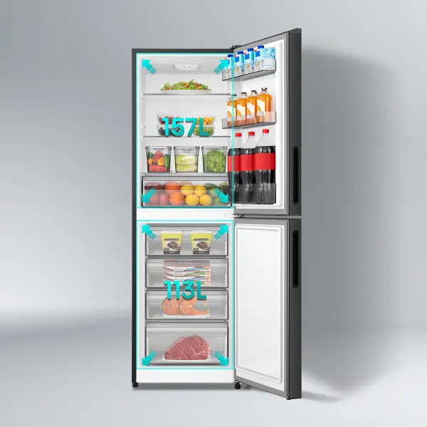 Picture of HISENSE 270 Liter Bottom Mount Frost Direct Cool Glass Door Inverter Refrigerator Dark Red (RB1G266NADR/BD3)