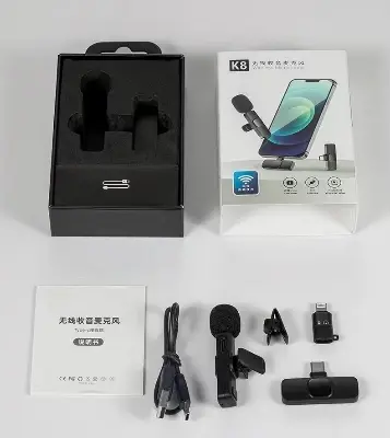 Picture of K8 Wireless Microphone for Type-C OTG Supported Smartphone for YouTube, Facebook Live Stream, TikTok Videos ()