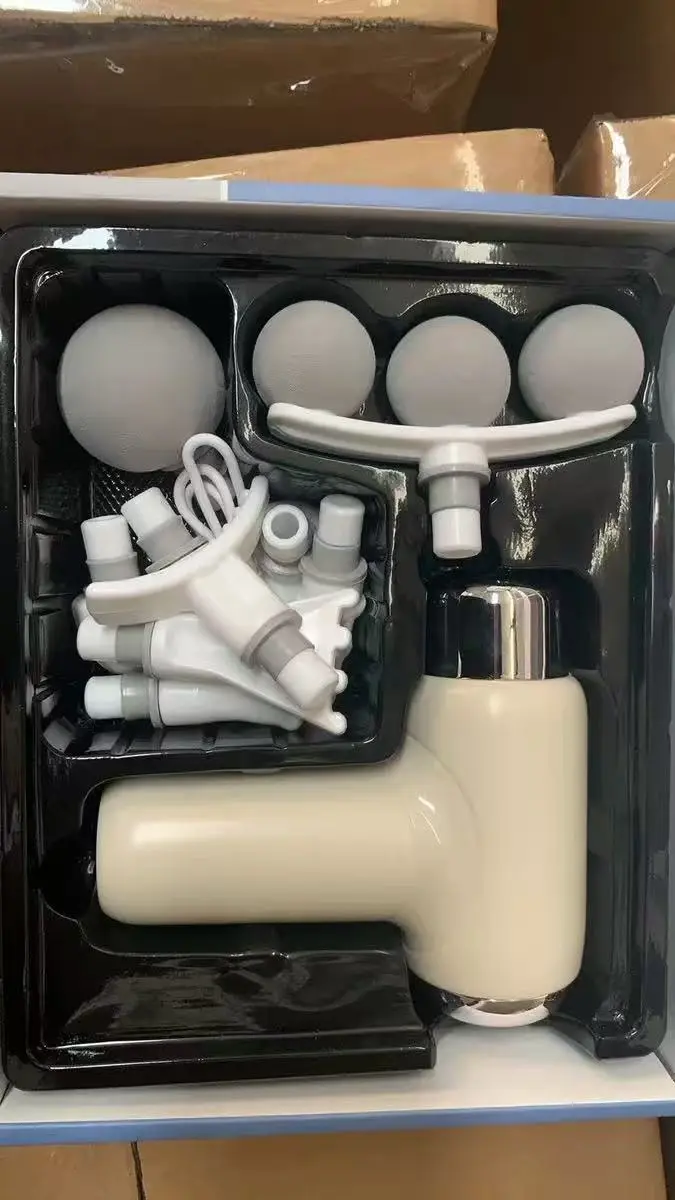 Picture of Mini Electric Massage Gun Portable Deep Tissue Massage Gun - Pain Relief USB Rechargeable Body Massager (Cream)