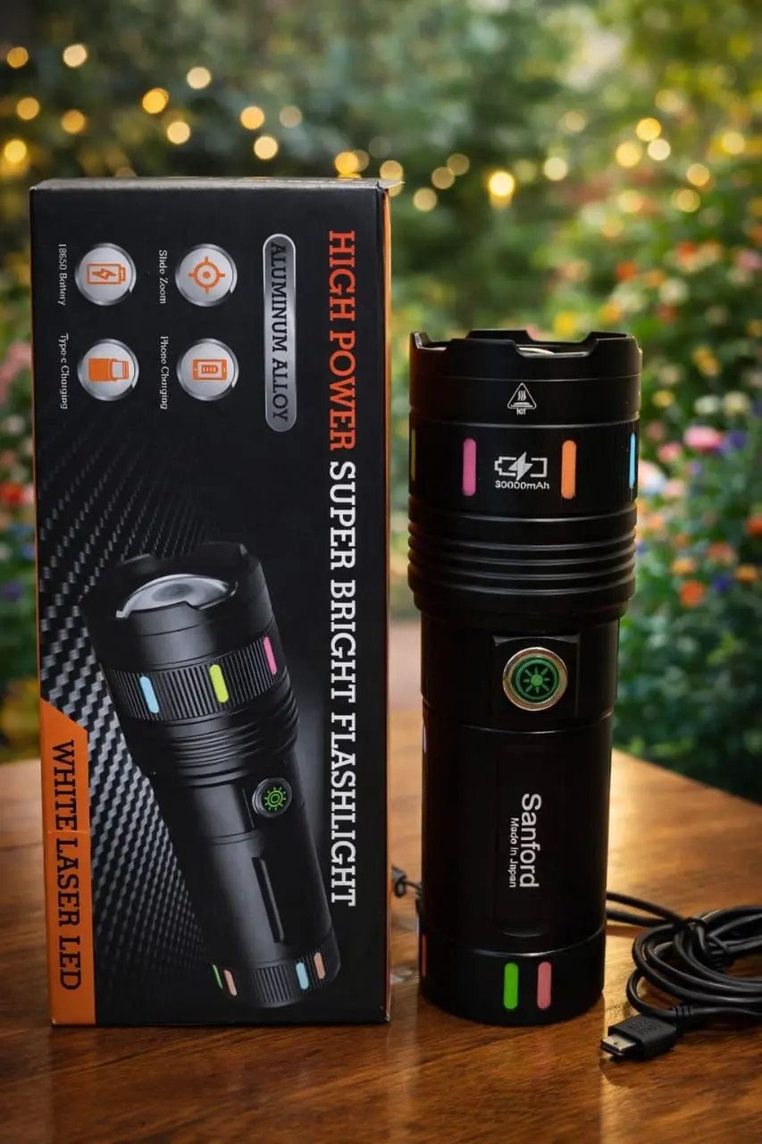 Picture of Sanford Torch Light – 30000mAh Powerful LED Flashlight (Black)