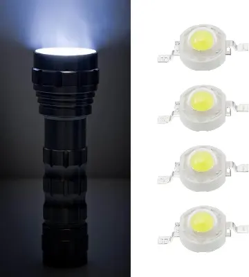 Picture of 20pcs 8mm Bead Diameter WHITE Color 1 Watt DC 3.7V Ultra Bright White 3W COB LED SMD Chip 3.7V LED Light Bulbs(White)