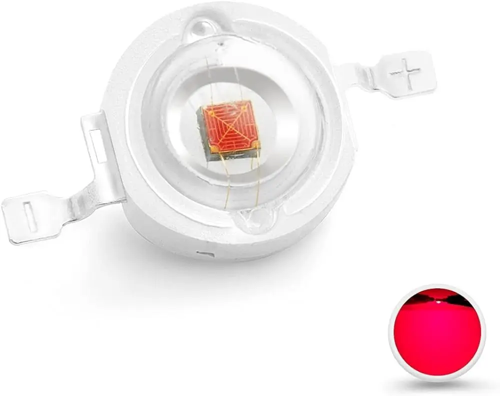 Picture of 10pcs 8mm Bead Diameter RED Color 3 Watt DC 3.7V Ultra Bright Red 3W COB LED SMD Chip 3.7V LED Light Bulbs(Red)