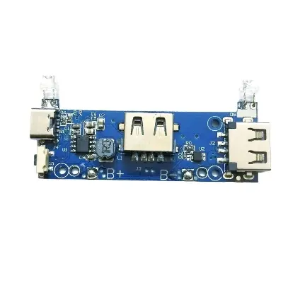 Picture of Power Bank Circuit 5v 2A / 1A Dual USB Type C Diy Power Bank Circuit Board With Dual LED Light and 4 Level LED Indicator(Blue)