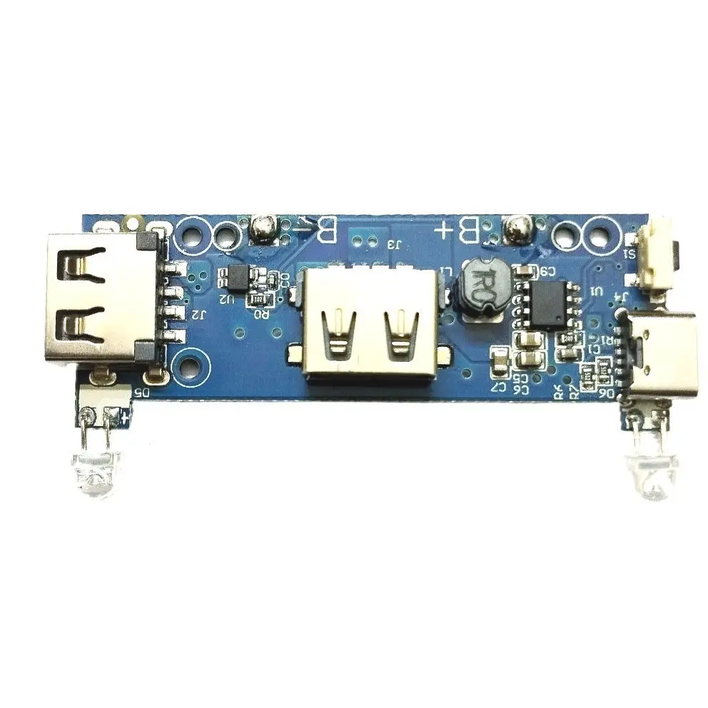 Picture of Power Bank Circuit 5v 2A / 1A Dual USB Type C Diy Power Bank Circuit Board With Dual LED Light and 4 Level LED Indicator(Blue)
