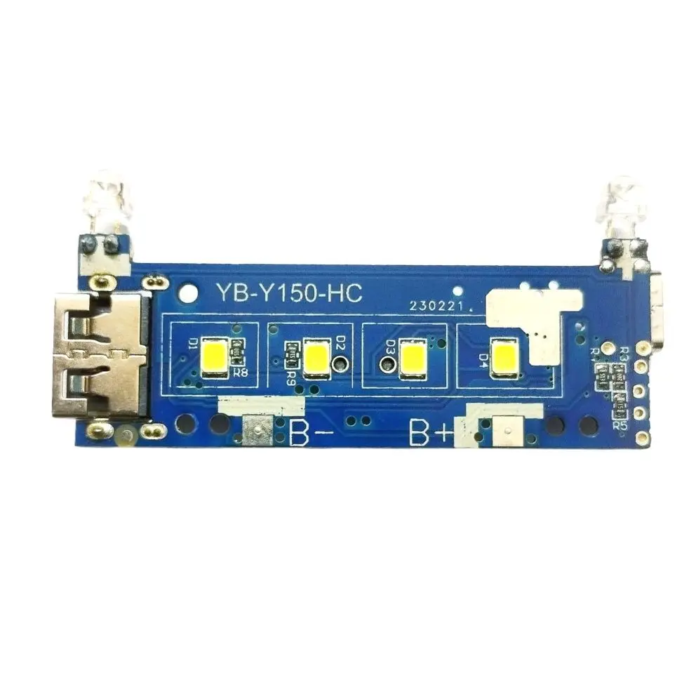 Picture of Power Bank Circuit 5v 2A / 1A Dual USB Type C Diy Power Bank Circuit Board With Dual LED Light and 4 Level LED Indicator(Blue)