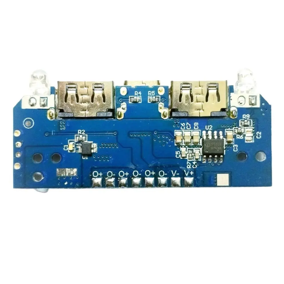 Picture of Dual USB Type C Power Bank Circuit 5v 2A / 1A With Dual LED Light and 4 Level LED Indicator Diy Circuit Board(Blue)