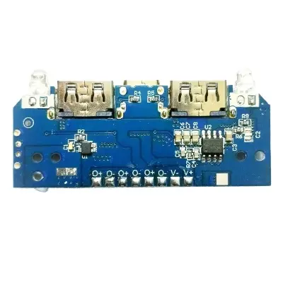 Picture of Dual USB Type C Power Bank Circuit 5v 2A / 1A With Dual LED Light and 4 Level LED Indicator Diy Circuit Board(Blue)