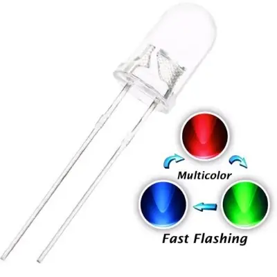 Picture of 30pcs 5mm RGB Multicolor Fast Flashing Transparent Water Clear 2 Pin Led Light(Multicolor)