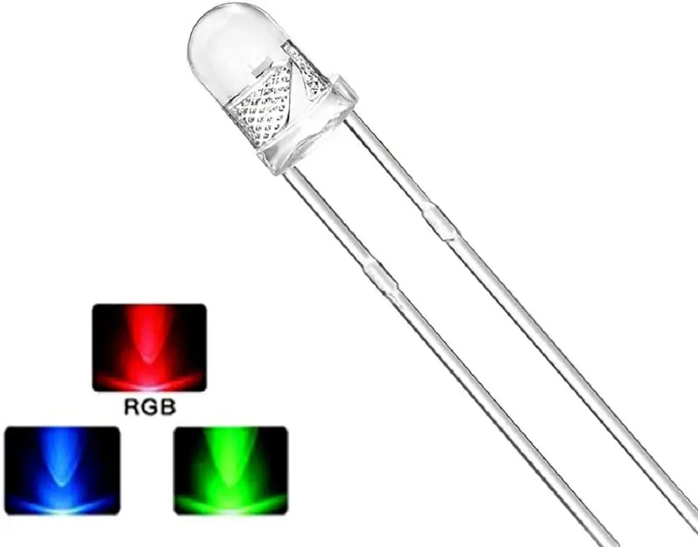 Picture of 30pcs 5mm RGB Multicolor Fast Flashing Transparent Water Clear 2 Pin Led Light(Multicolor)