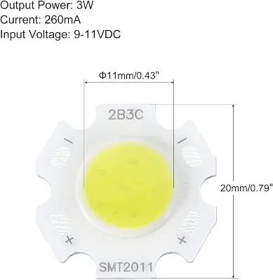 Picture of White 3W LED SMD Chip DC 9-12V 2B3C With Metal Plate Heatsink Heat Sink Aluminum Base 20mm PCB(White)