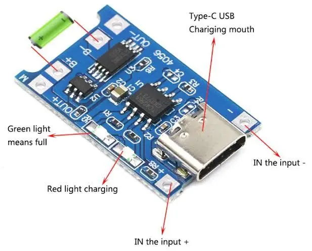 Picture of 5 x Type C TP4056 TP-4056 TP 4056 5V 1A Micro USB With Current Protection Charger Circuit Module Li-Ion Lithium Lipo 18650 AA AA Battery Charging Circuit Board Adapters(Blue)