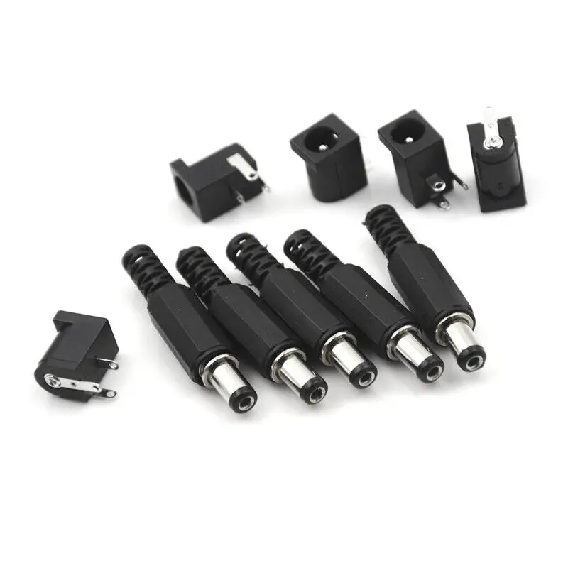 Picture of DC Male Jack and Female Socket Combo Pack - 2.1mm - Set of 10pcs / 5Pair  Convenient Power Connectors for Various Applications(Black)