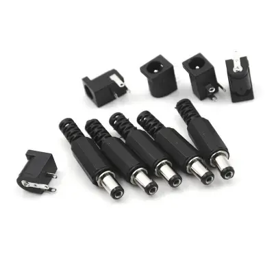 Picture of DC Male Jack and Female Socket Combo Pack - 2.1mm - Set of 10pcs / 5Pair  Convenient Power Connectors for Various Applications(Black)