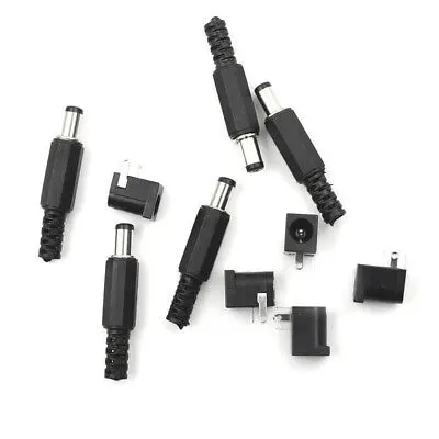 Picture of DC Male Jack and Female Socket Combo Pack - 2.1mm - Set of 10pcs / 5Pair  Convenient Power Connectors for Various Applications(Black)
